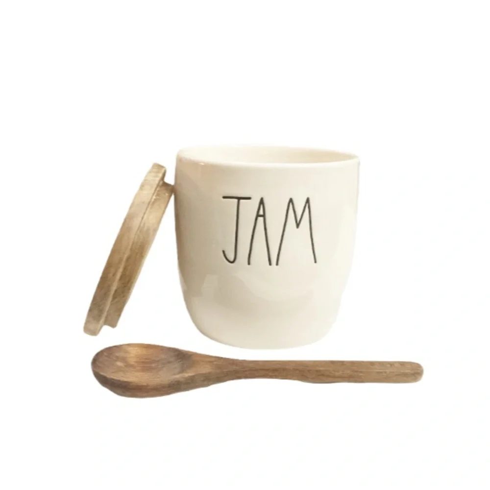 NEW Rae Dunn JAM Server with Wooden Lid & Spoon